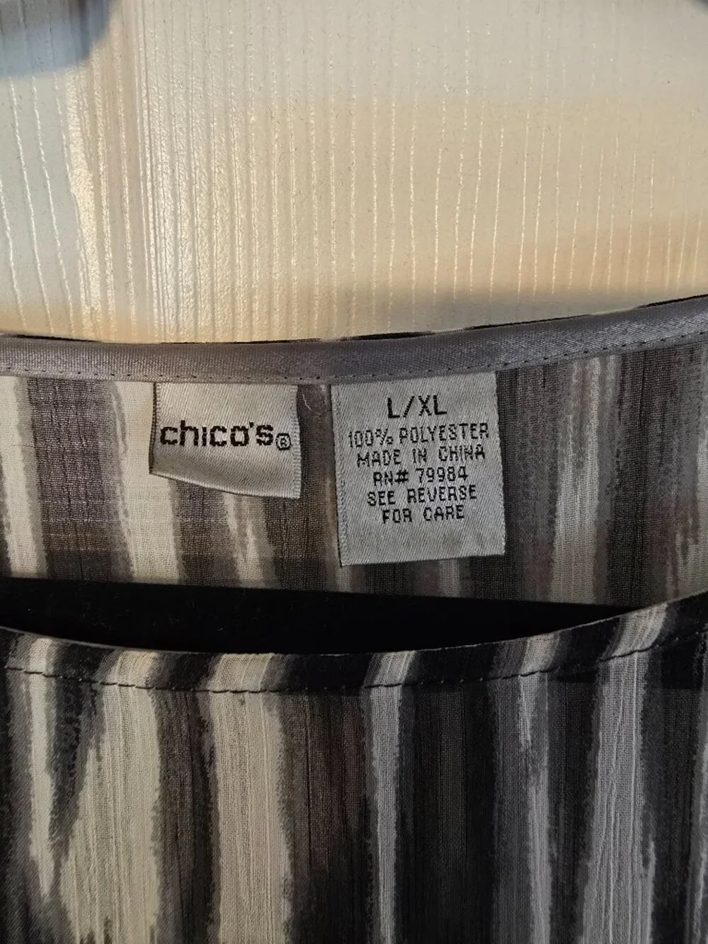 Chico's Black & Gray Animal Print Poncho Topper - EUC
